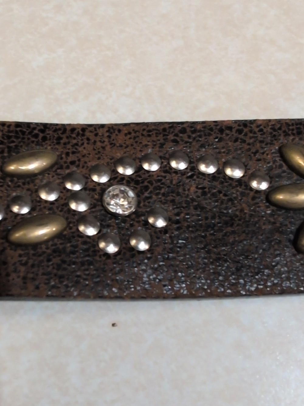 Nocona Studded Brown Leather Western Belt with Ornate Buckle Small - Picture 7 of 13